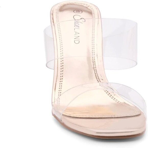 Clear Heels Women Synthetic 3.75 in Block Dressy Slip-On Wedding Party - Picture 2 of 7